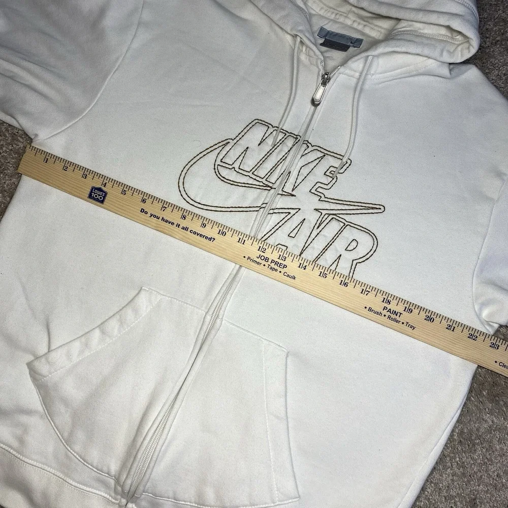 Nike Air Mens Full Zip Hoodie Cream Off White Embroidered‎ Logo Size Large L